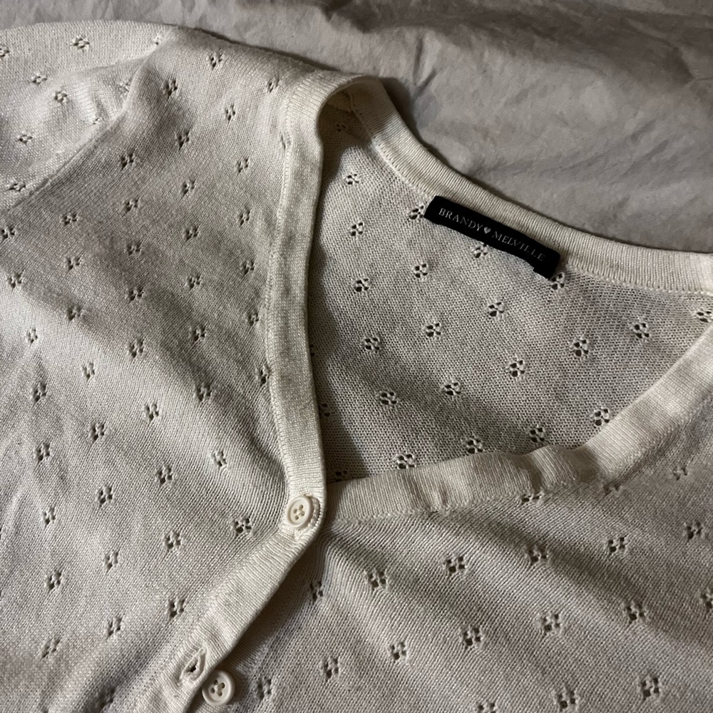 Brandy Melville Ivory Eyelet Knit Cardigan